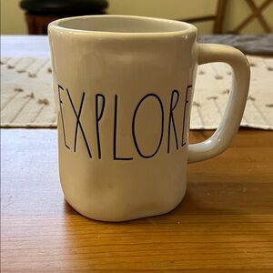 Rae Dunn White 'Explore' Mug